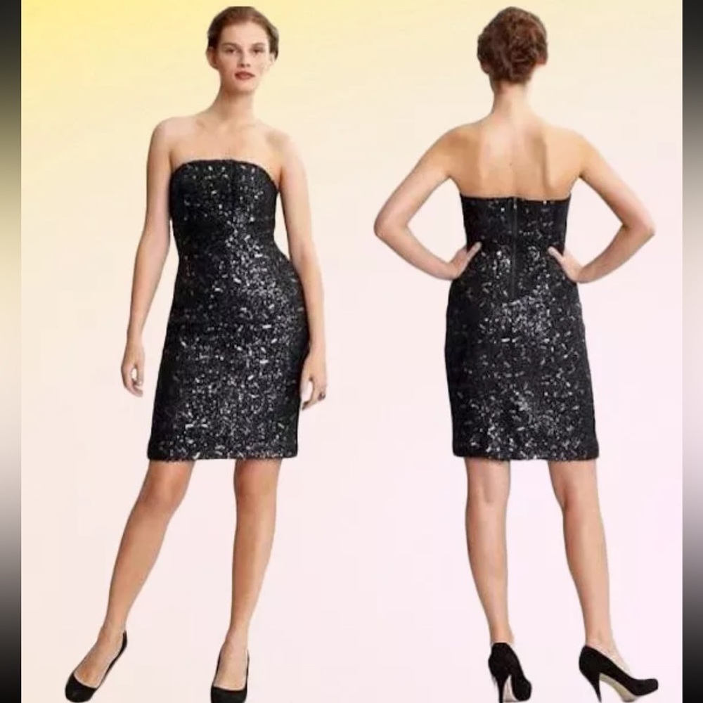 Banana Republic Sequin Strapless Dress in Black Size 10